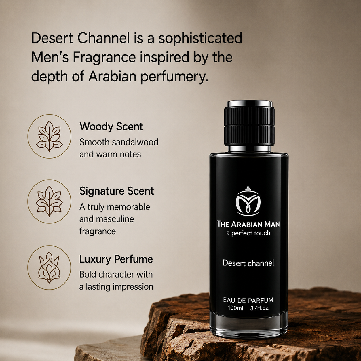 Desert Channel Woody Perfume for Men | The Arabian Man